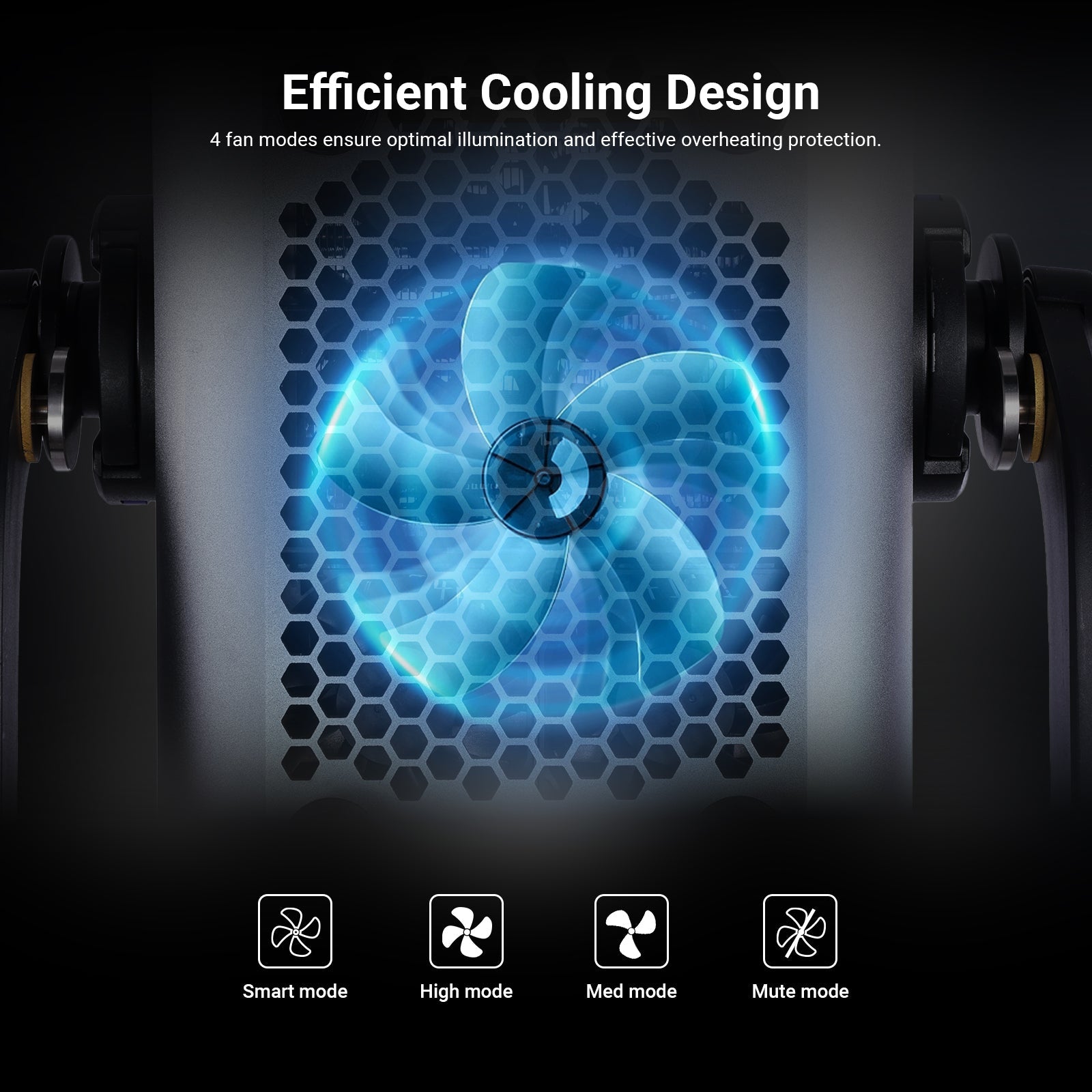 NEEWER AS1200B Bi-Color COB LED Studio Video Light features a smart cooling fan.