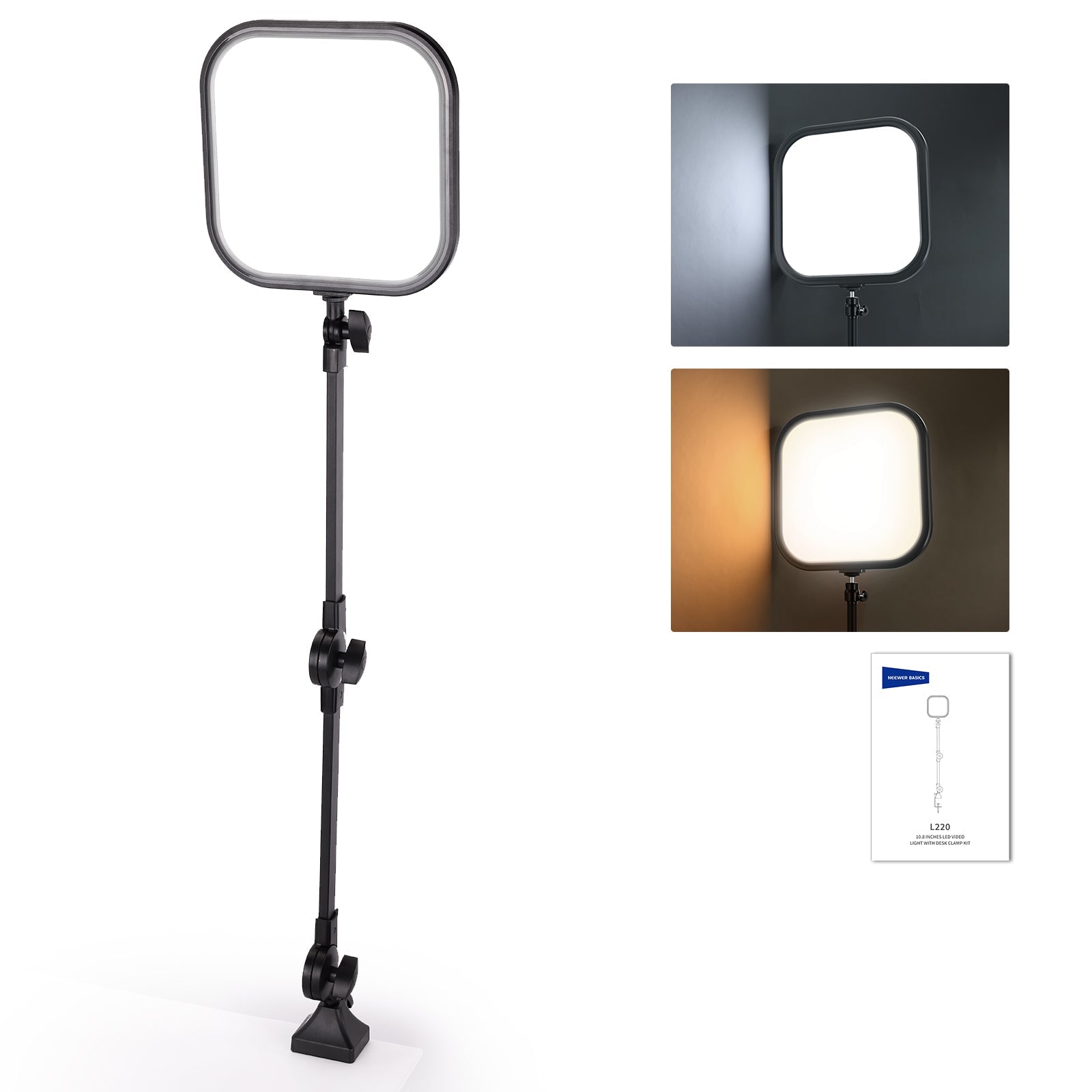 NEEWER L220 Bi Color Panel Light with Desk Stand