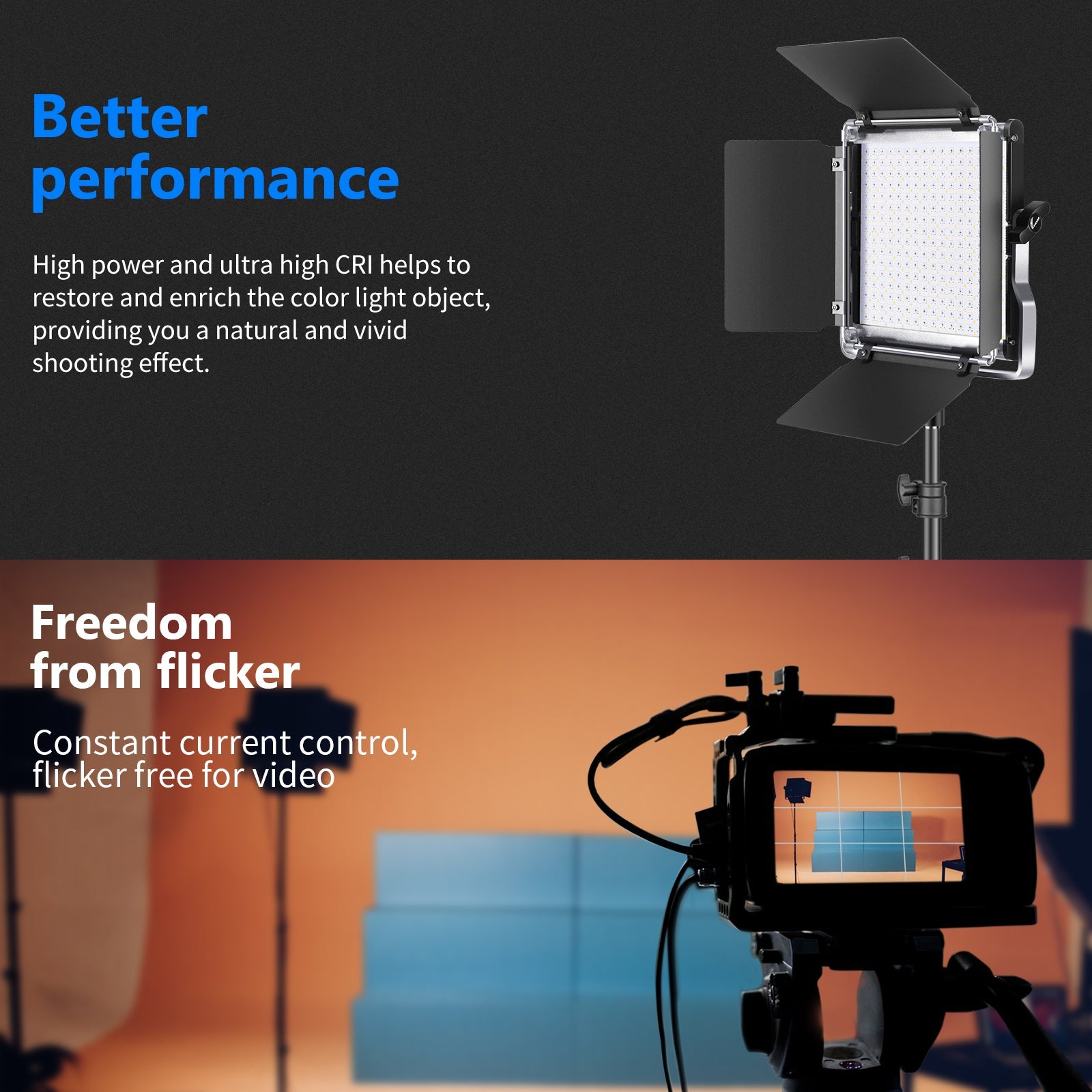 NEEWER RGB480 APP Control RGB LED Light provides you a natural shooting effect.