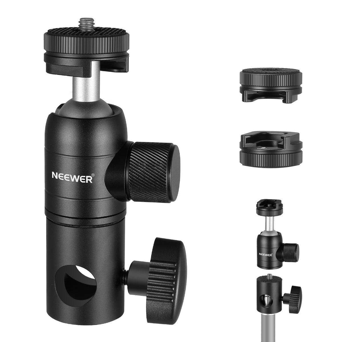 NICEYRIG Statiefschroef Adapter – Set Van 4 (2x 1/4" & 2x 3/8") – Voor Camera Quick Release Platen, Statieven En Monopods – Roestvrij Staal