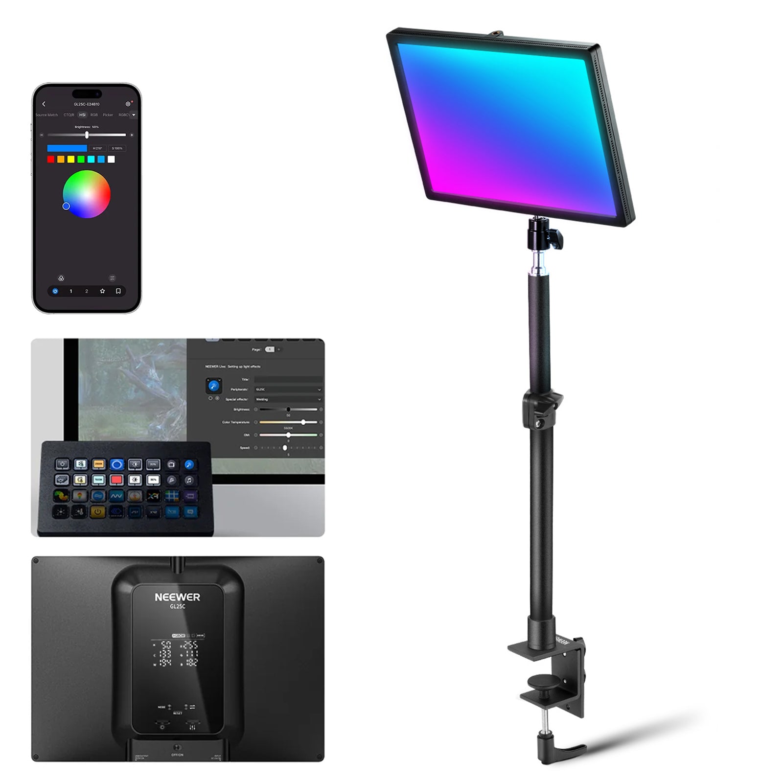 NEEWER GL25C LED RGB Streaming Key Light - NEEWER