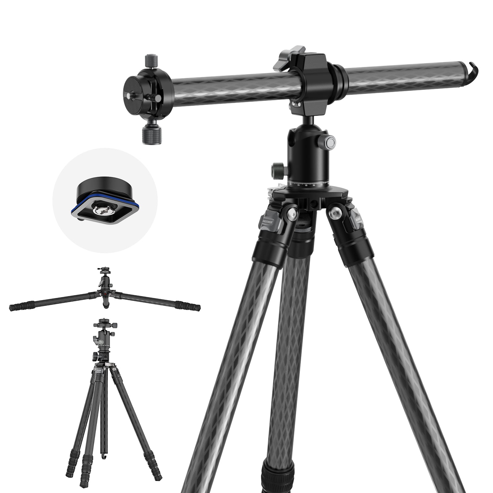 NEEWER TP28 Overhead Horizontal Carbon Fiber Tripod NEEWER