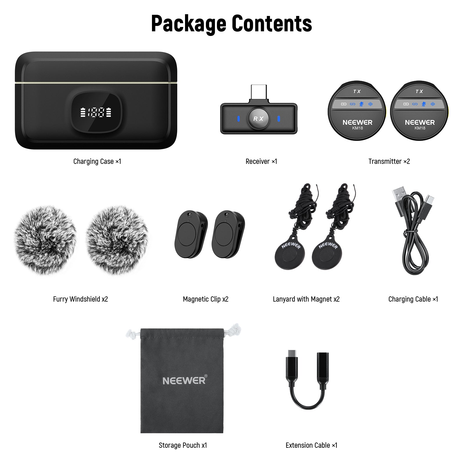 NEEWER KM18 Wireless Lavalier Lapel Microphone For iPhone Android