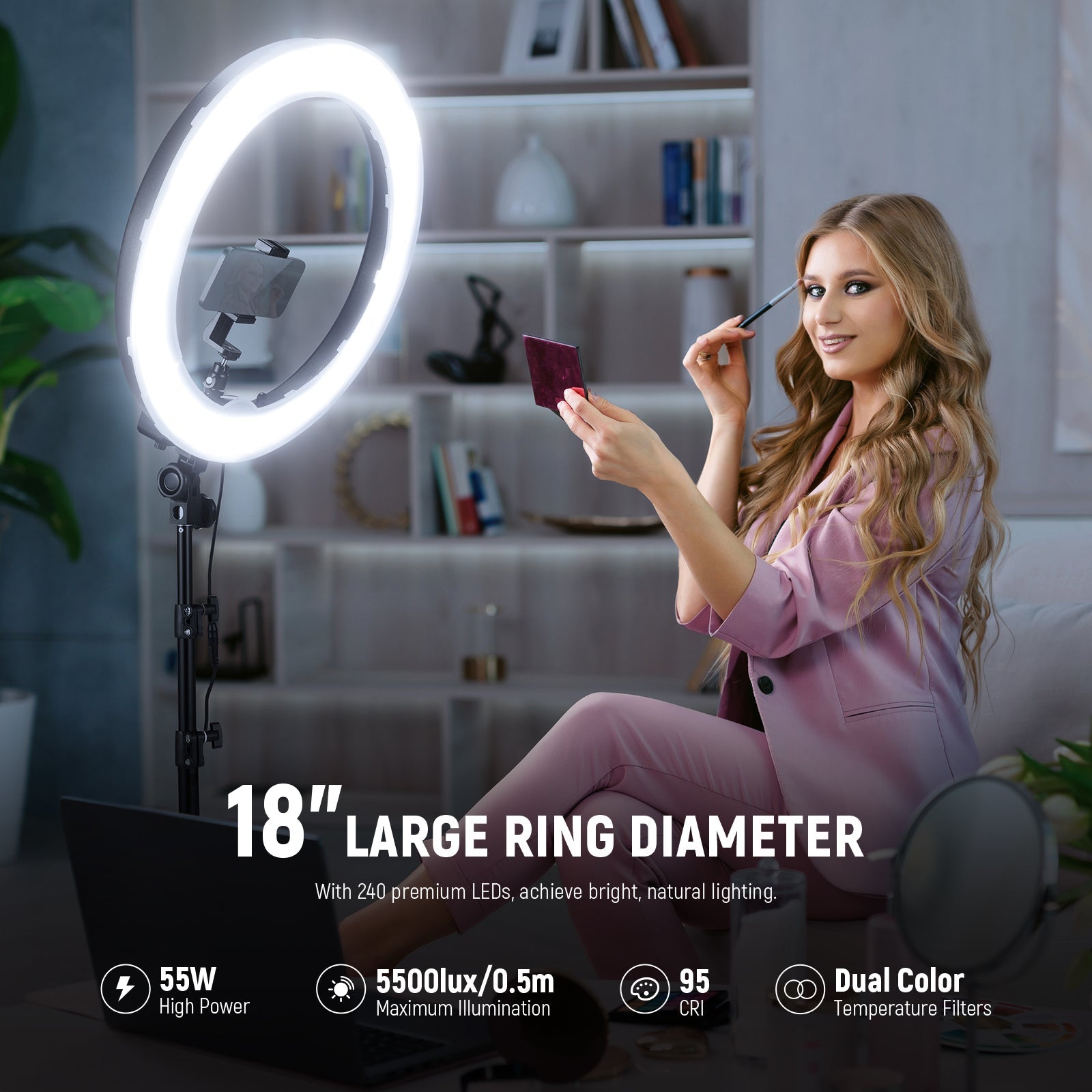 NEEWER RL-18 New Version 18 Inch 55W LED Ring Light with Carry Bag