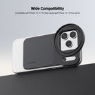 The Filter Mount Adapter is compatible with iPhone 12-17 Pro Max series and iPhone 14-16 Plus series.