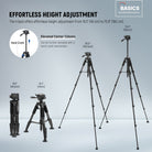 NEEWER TP55 Camera Tripod offers effortless height adjustment from 49cm to 180cm.