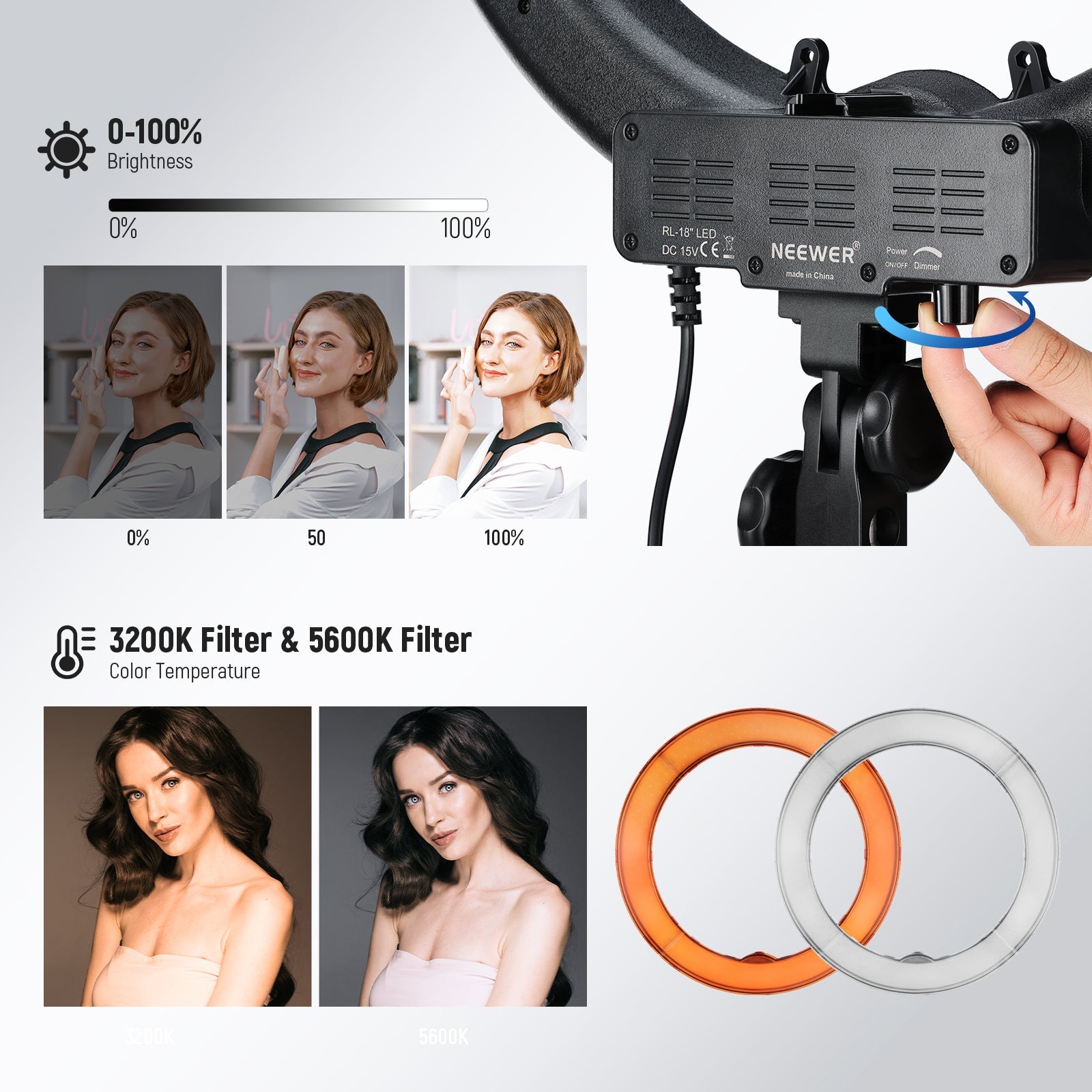 NEEWER RL-18 New Version 18 Inch 55W LED Ring Light with Carry Bag