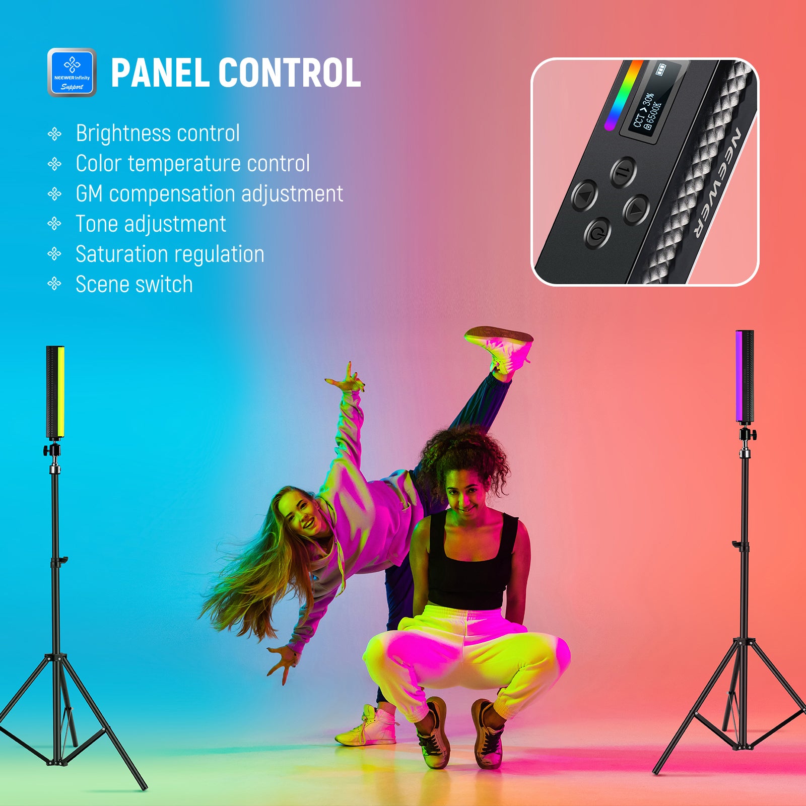 NEEWER RGB Magnetic Handheld Light Wand - NEEWER