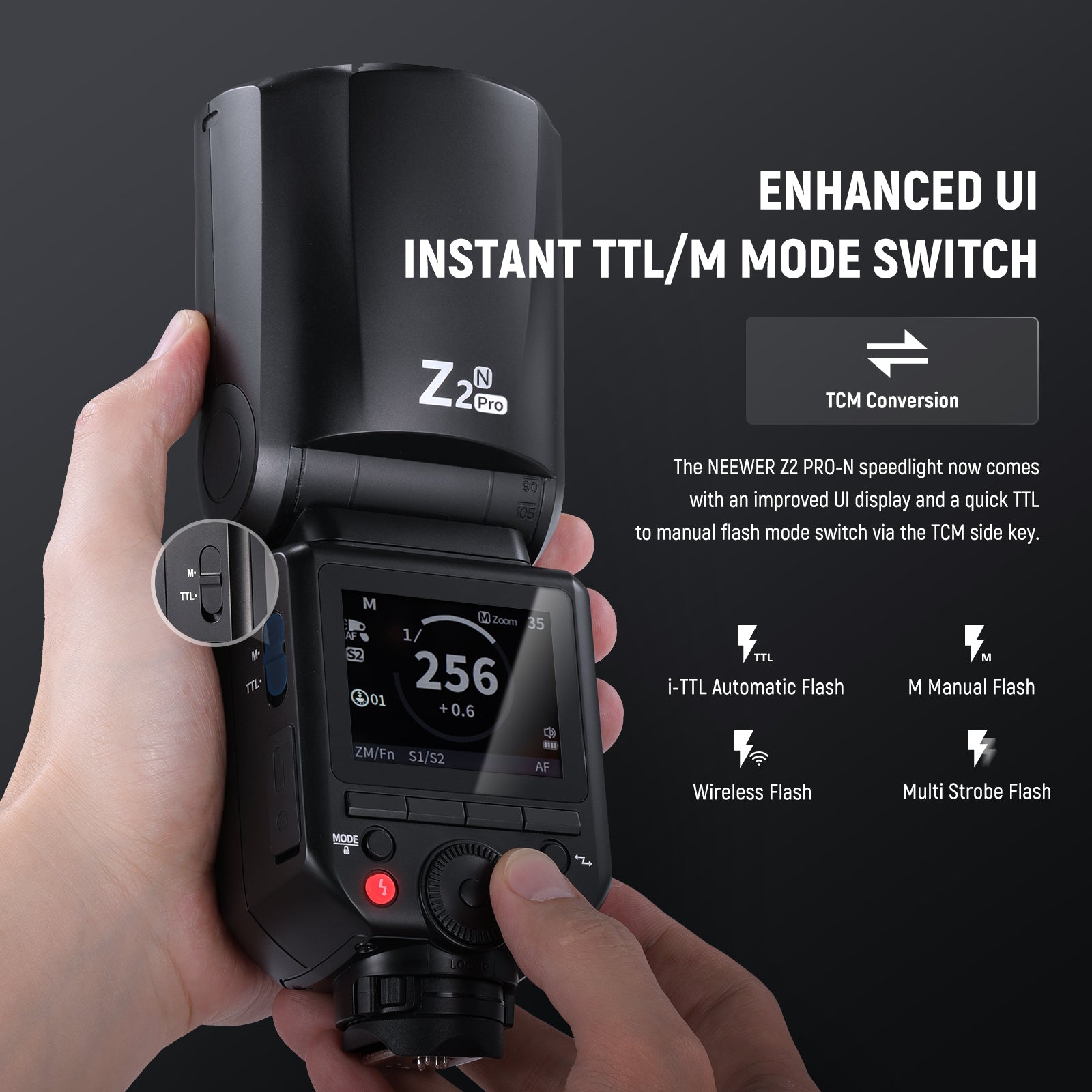 NEEWER Z2PRO 76Ws TTL Round Head Flash Speedlite