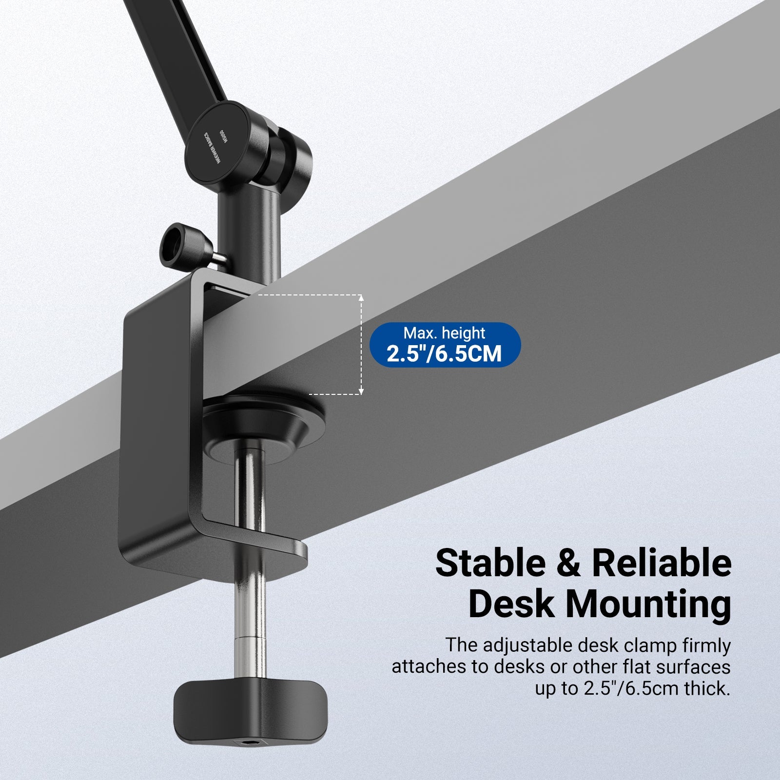 The NEEWER BASICS MS050 Flexible Microphone Boom Arm features an adjustable desk clamp.