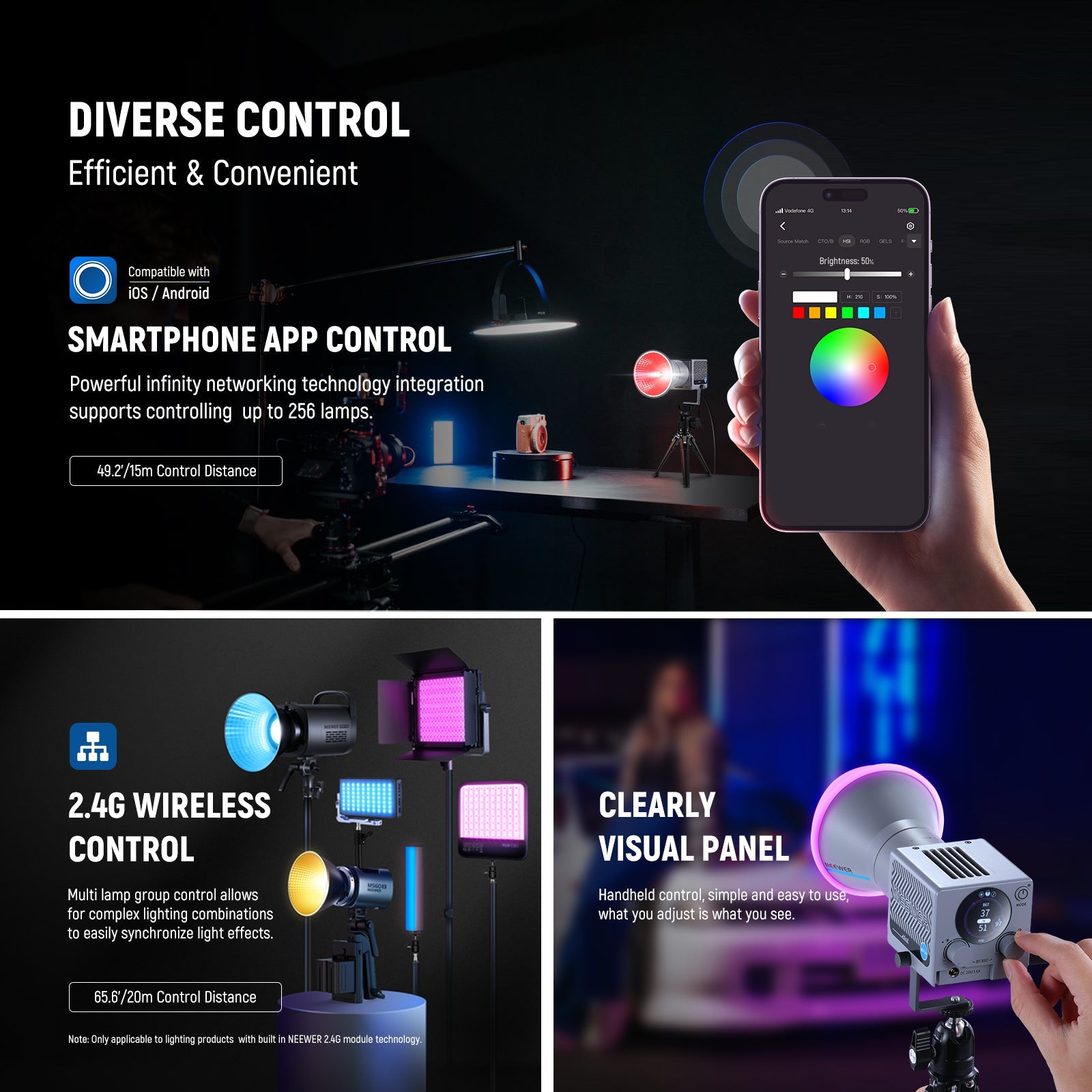 NEEWER HS60C 60W Portable RGB LED Video Light - NEEWER