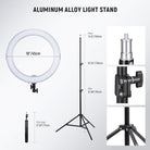 This 18" Ring Light Kit includes a light stand.