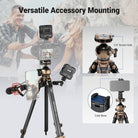 NEEWER LT39 Portable Carbon Fiber Travel Tripod features a 1/4" screw hole and a cold shoe.