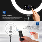 NEEWER RB18B cordless ring light supports panel control and 2.4G remote control.