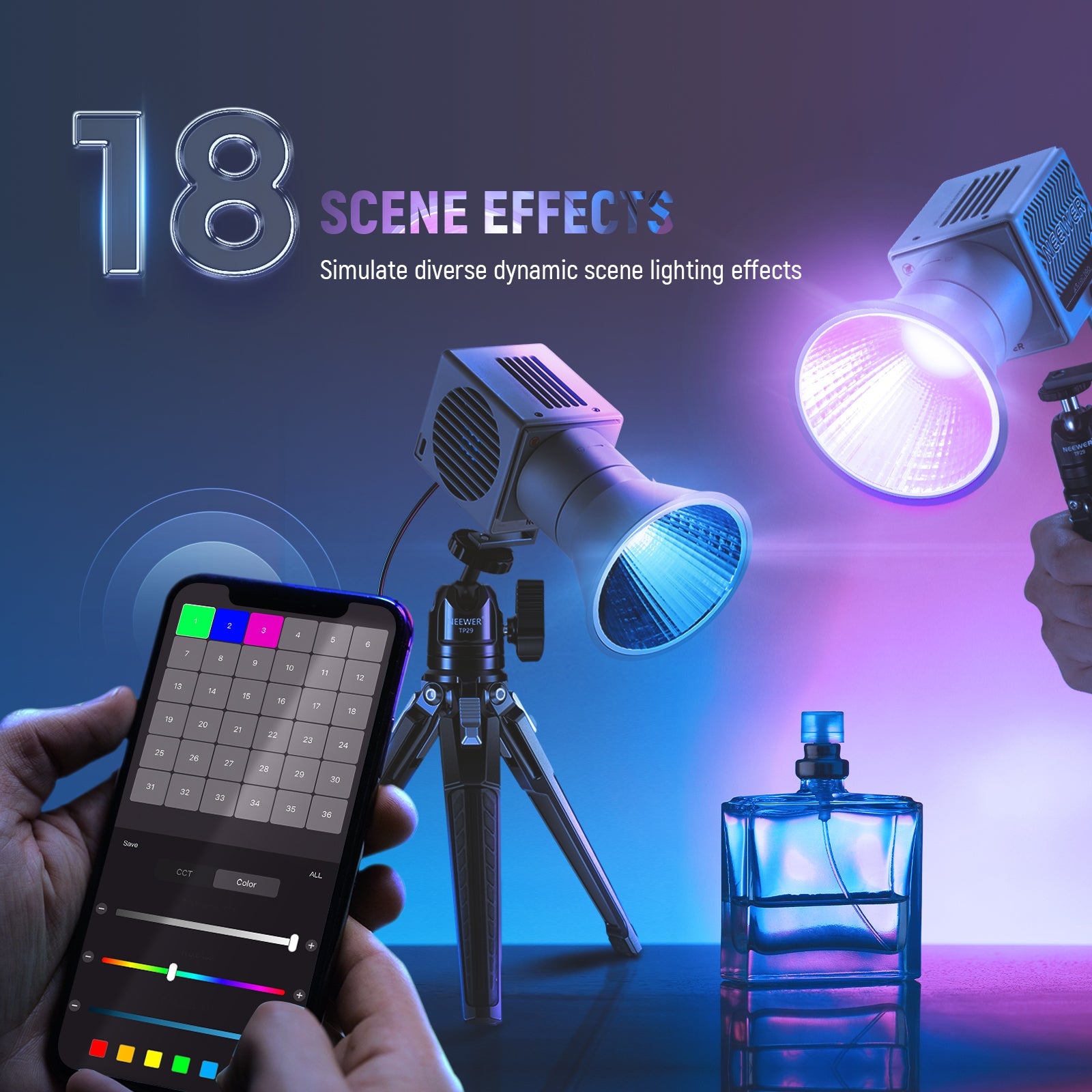 NEEWER HS60C Pro 60W Portable RGB LED Video Light - NEEWER