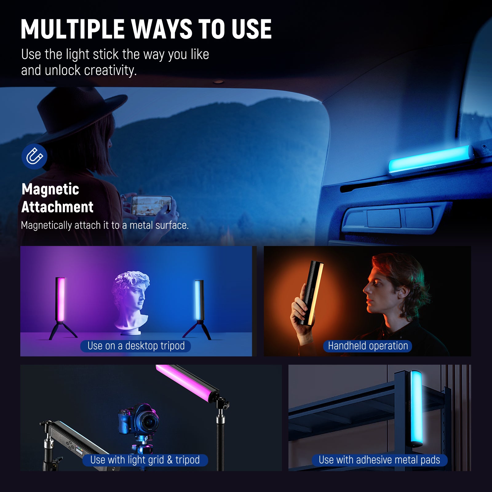 NEEWER RGB Magnetic Handheld Light Wand - NEEWER