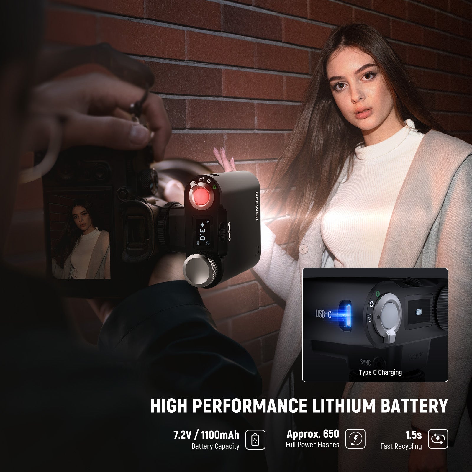 NEEWER Z160 Camera Flash with Auto & Manual Modes & Built in