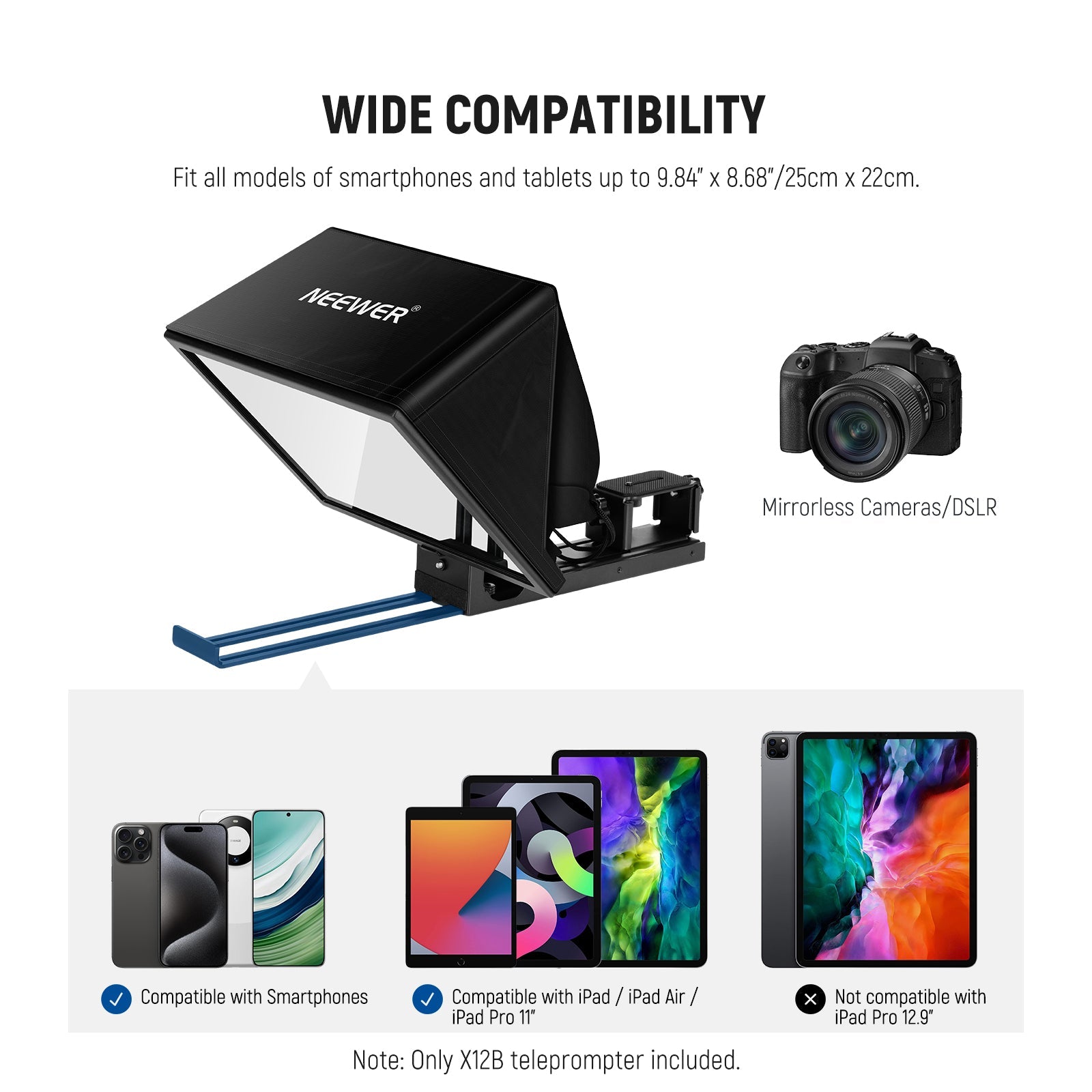NEEWER Basics X12B Aluminum Alloy Liftable Teleprompter - NEEWER