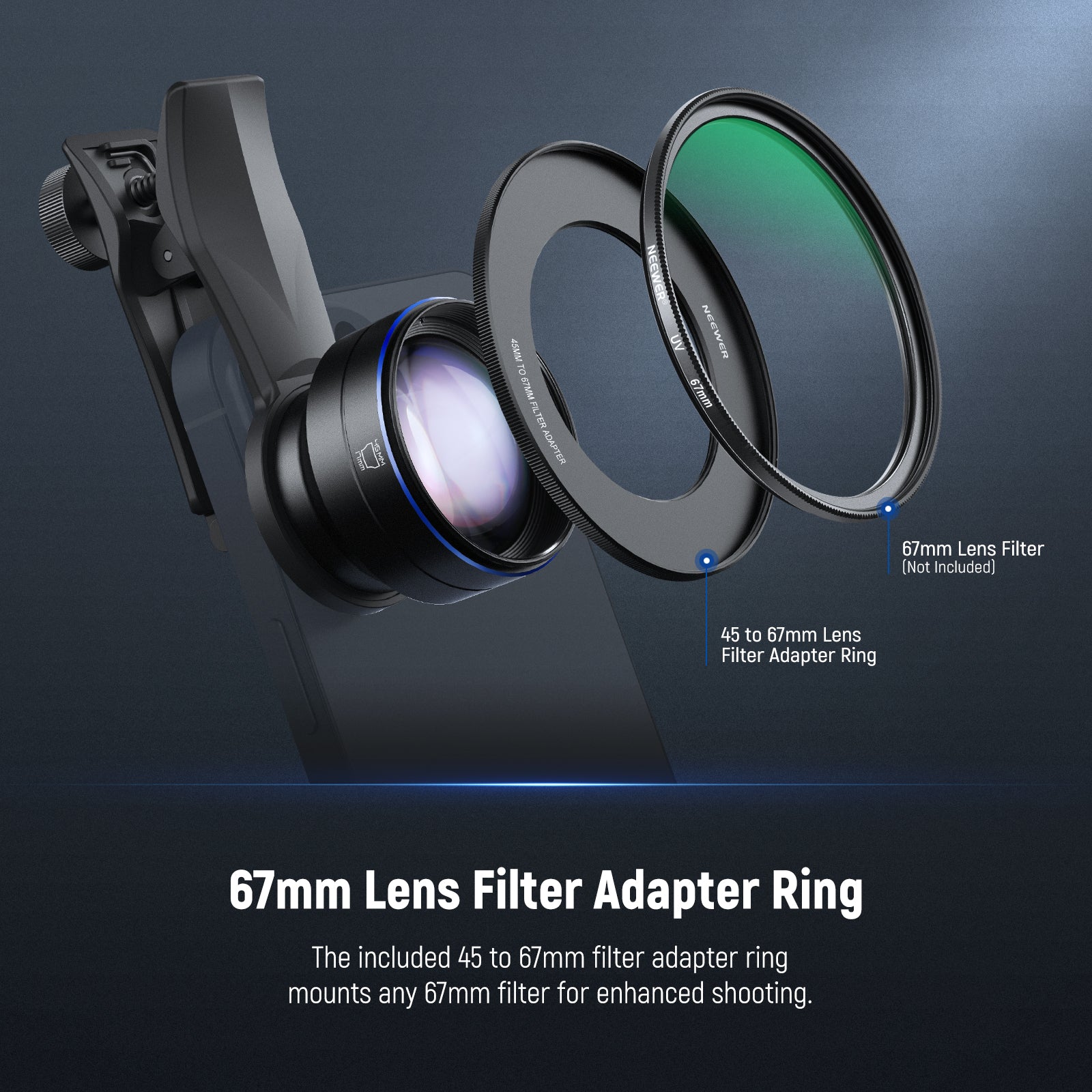NEEWER LS-41 PRO 60mm Telephoto Lens with 17mm Lens Clip & 67mm