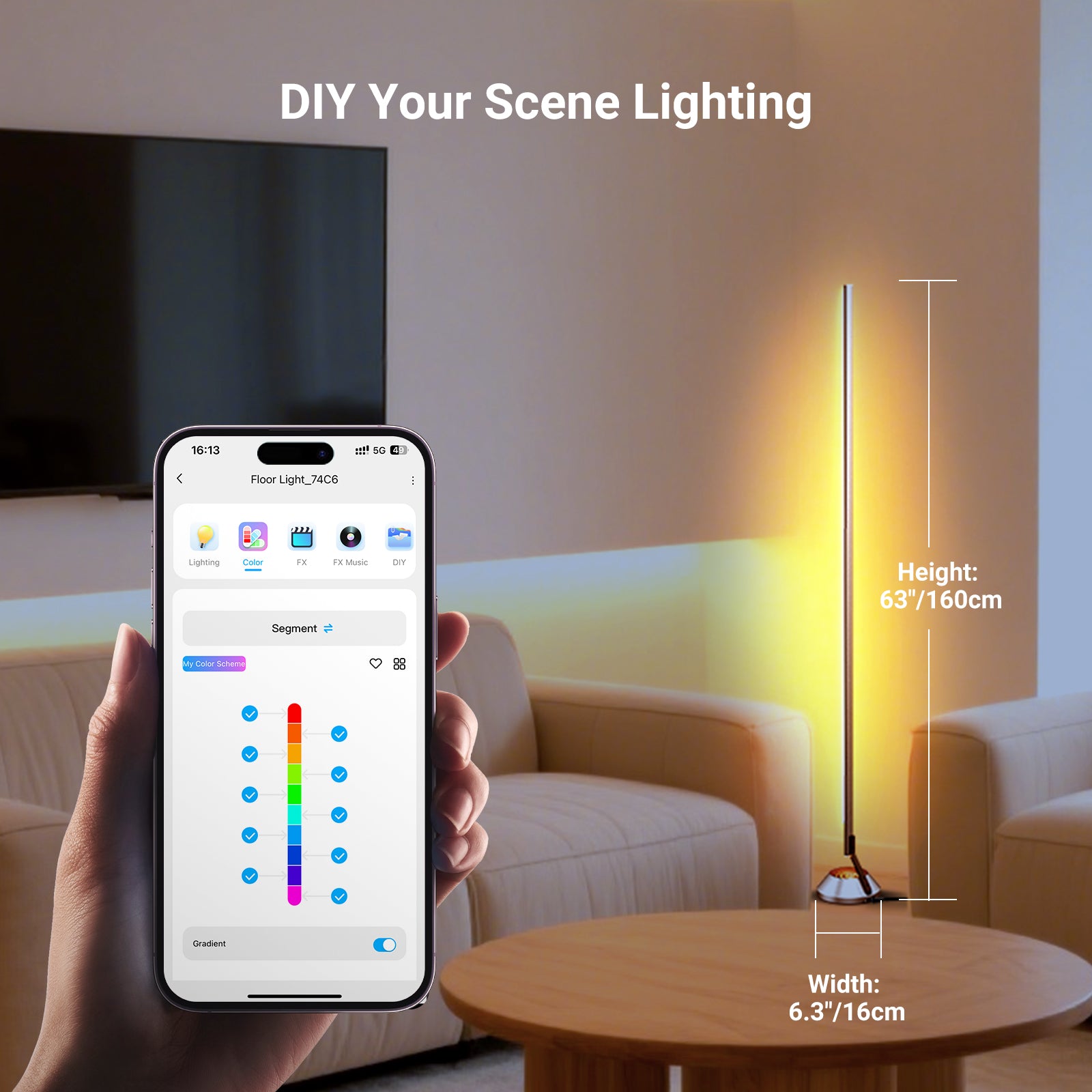 NEEWER NF01 1500lm Smart RGBW Corner Floor Lamp with 16 Million Colors