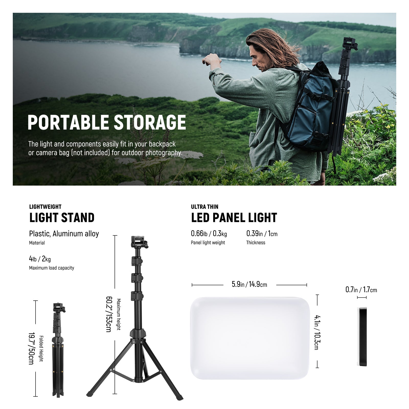 NEEWER BP66 Basic 2 Pack Bi Color Video Light Panel Lighting Kit