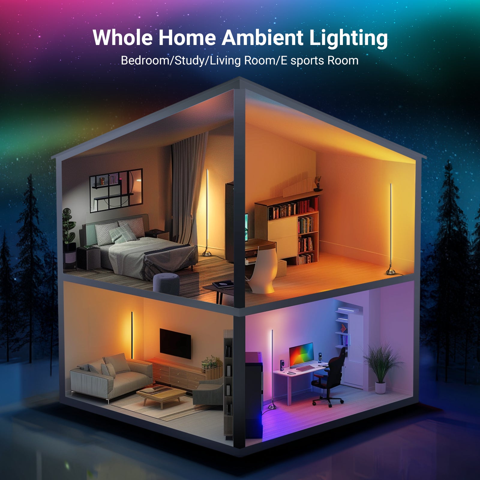 NEEWER NF01 1500lm Smart RGBW Corner Floor Lamp with 16 Million Colors