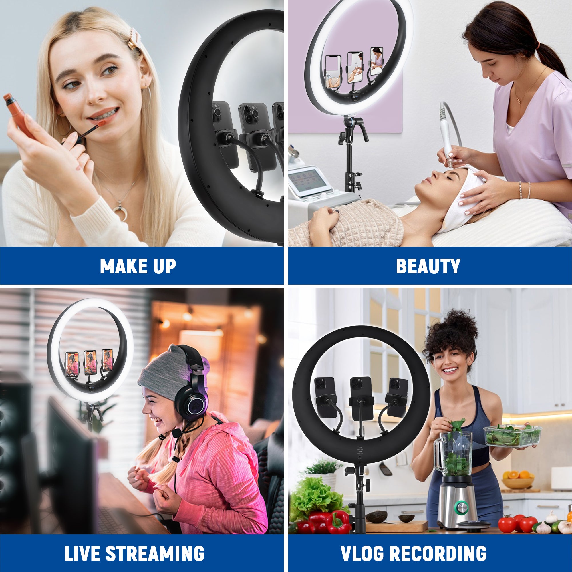 NEEWER RP19H 19 Inches LED Ring Light With 3 Phone Holders - NEEWER