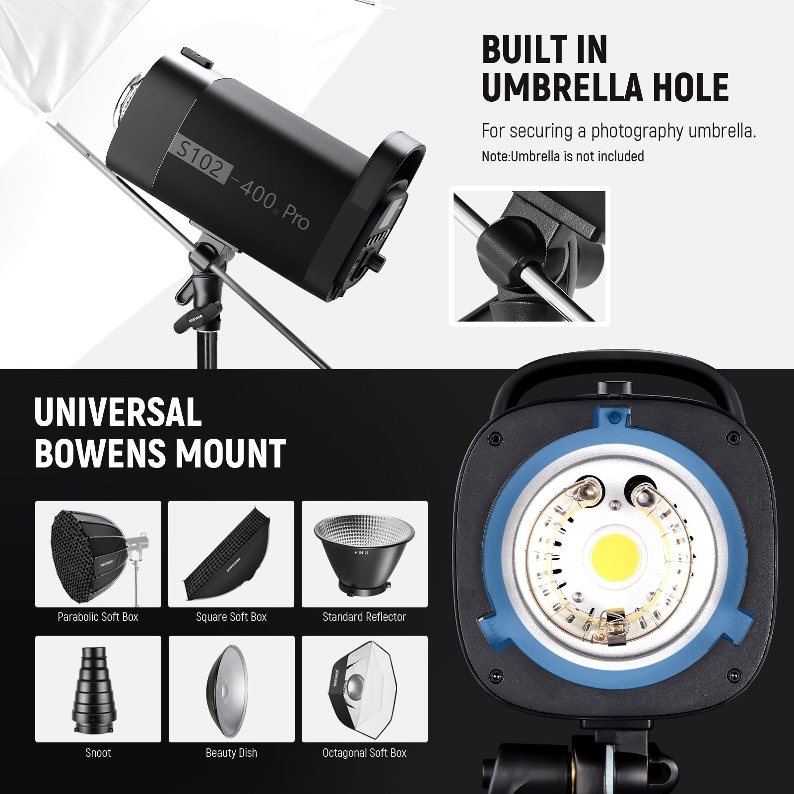 NEEWER 2 Pack S102-400W PRO Studio Monolight Flash Kit - NEEWER