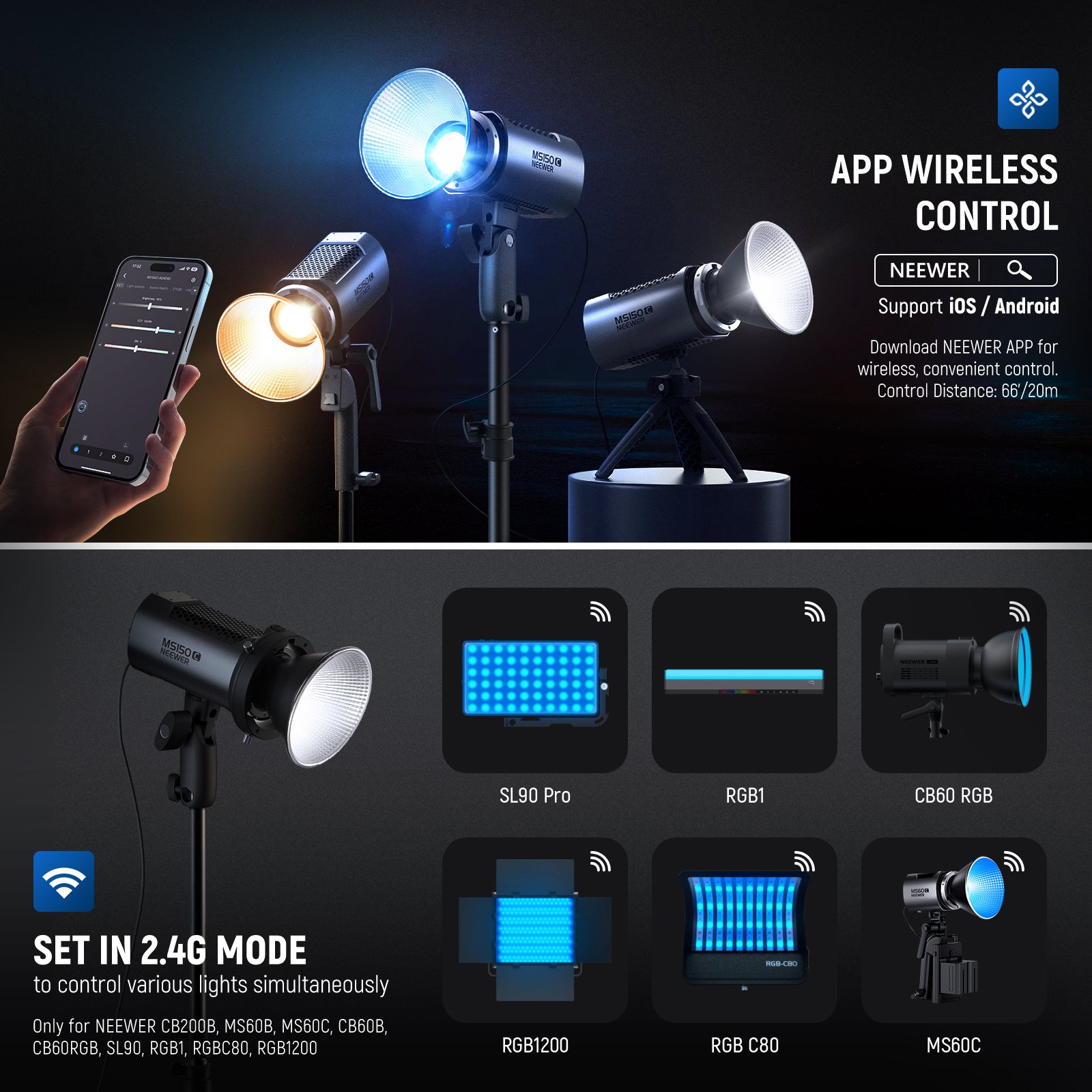 NEEWER MS150C 150W RGBWW LED Video Light
