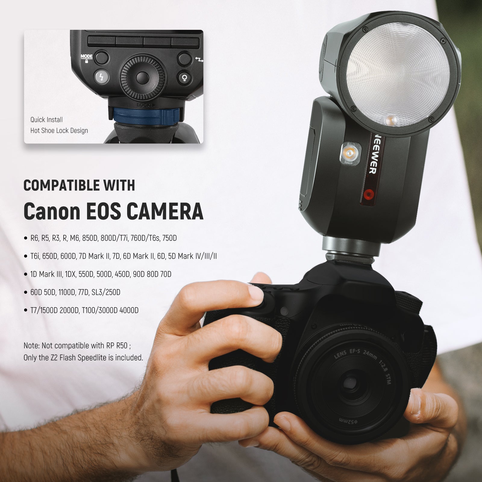 NEEWER Z2 TTL Round Head Flash Speedlite with Diffuser - NEEWER