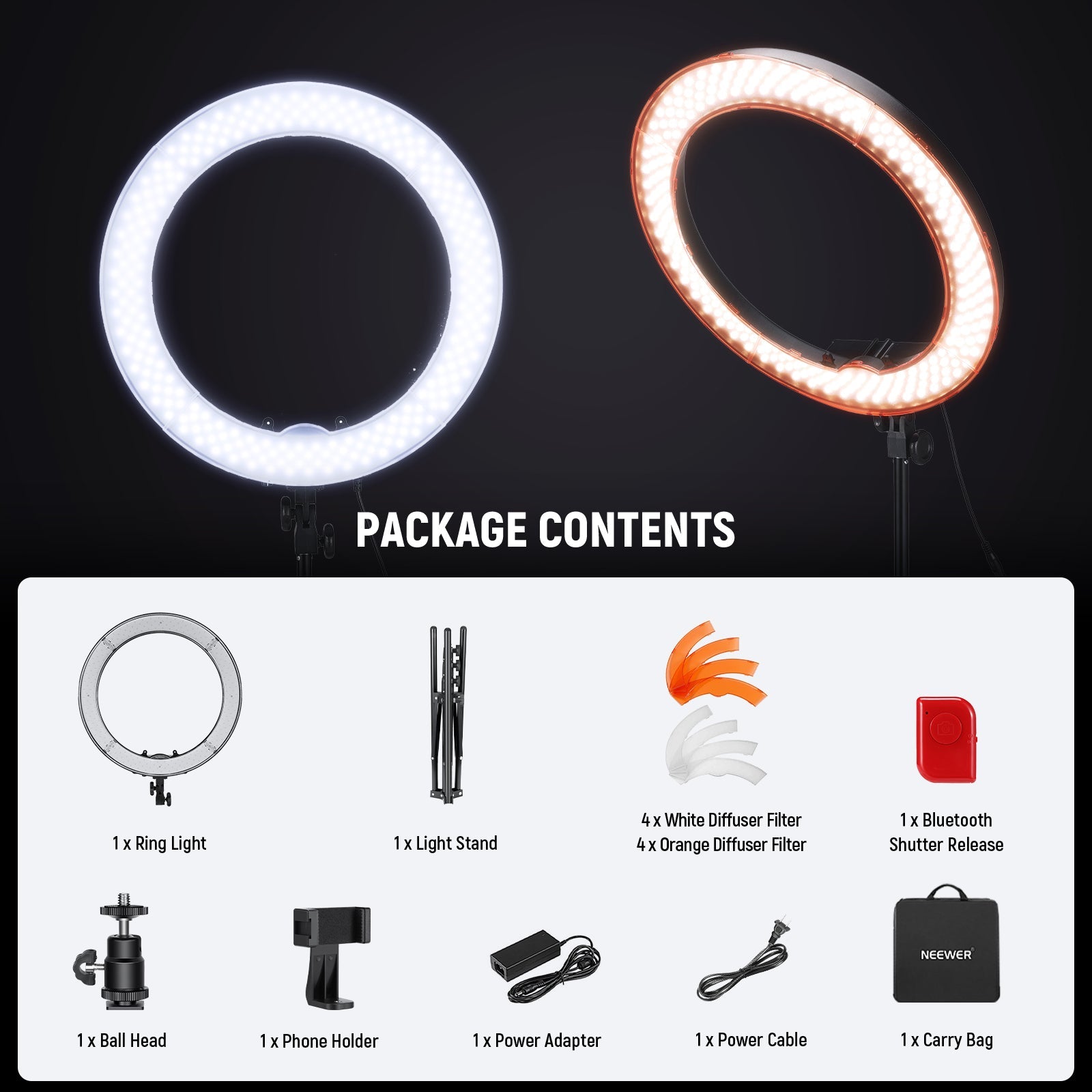 NEEWER RL-18 New Version 18 Inch 55W LED Ring Light with Carry Bag