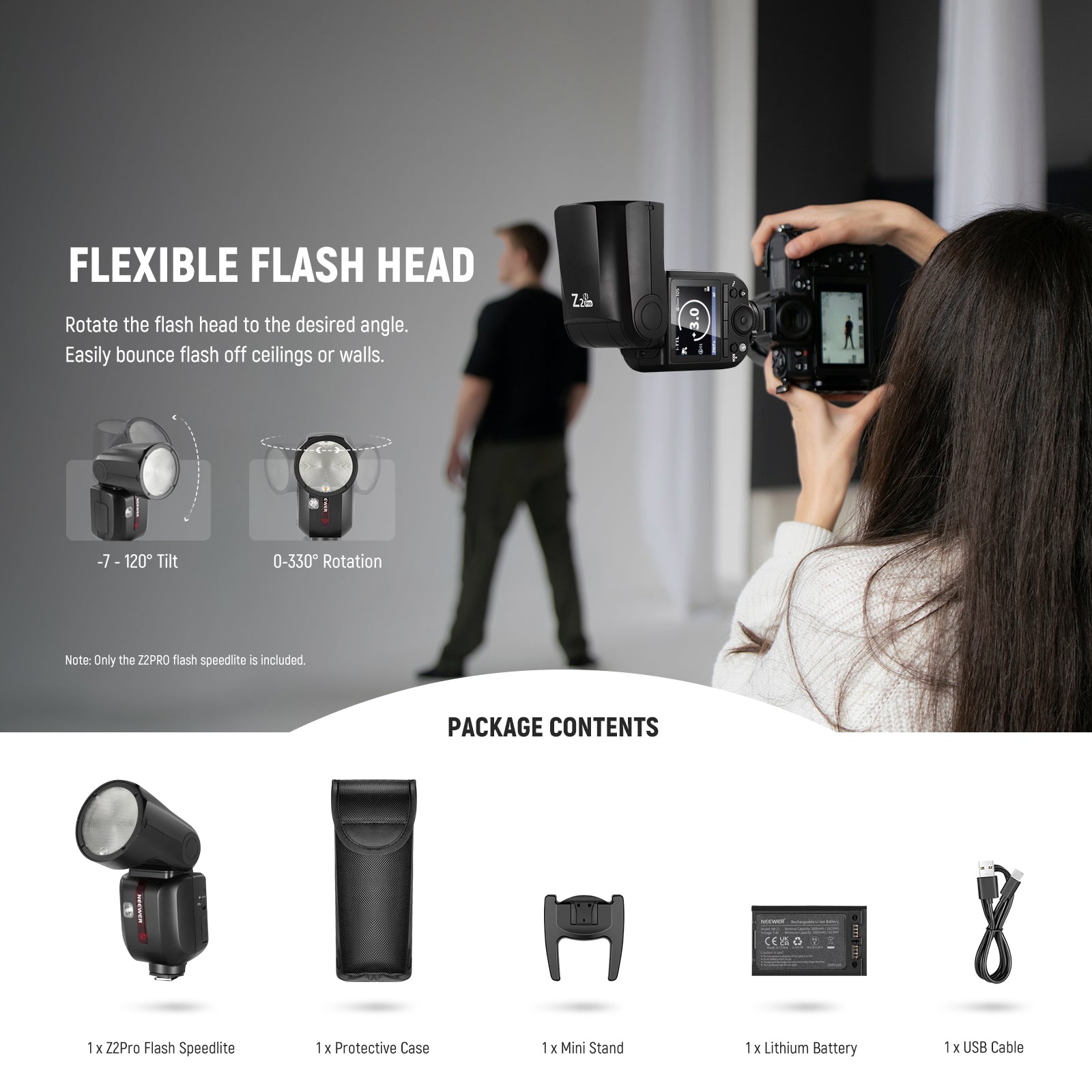 NEEWER Z2PRO 76Ws TTL Round Head Flash Speedlite