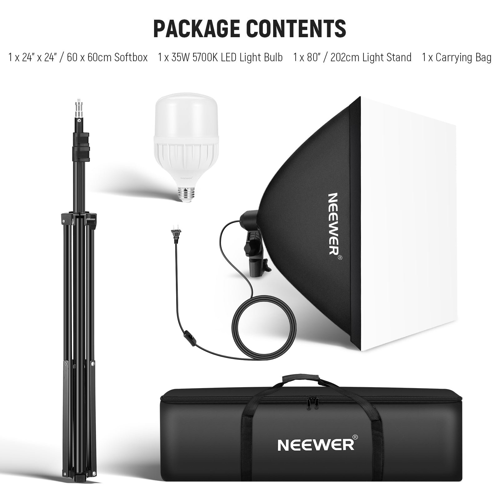 NEEWER NK300 350W Equivalent Softbox Lighting Kit - NEEWER