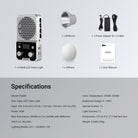 This package includes an LED video light, a reflector, a diffuser, a power adapter, and a cable.