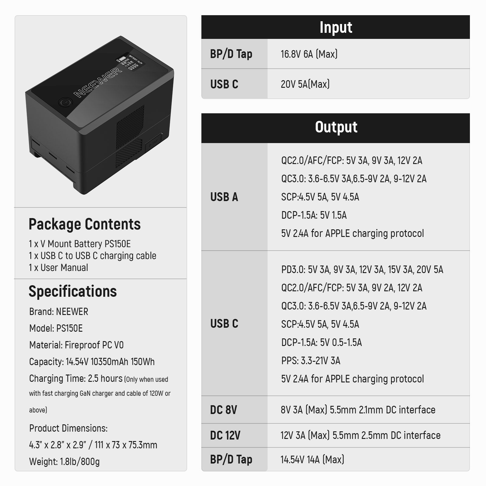 NEEWER PS150E Vマウントバッテリー Amazon.com: Neewer V Mount Battery PS150E Supports 100W PD USB C