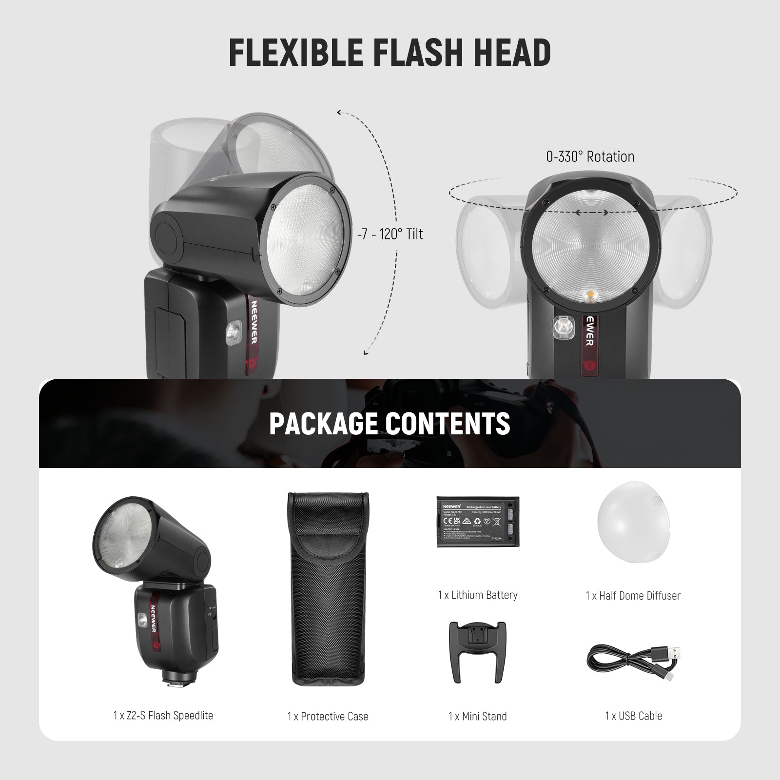 NEEWER Z2 TTL Round Head Flash Speedlite with Diffuser - NEEWER