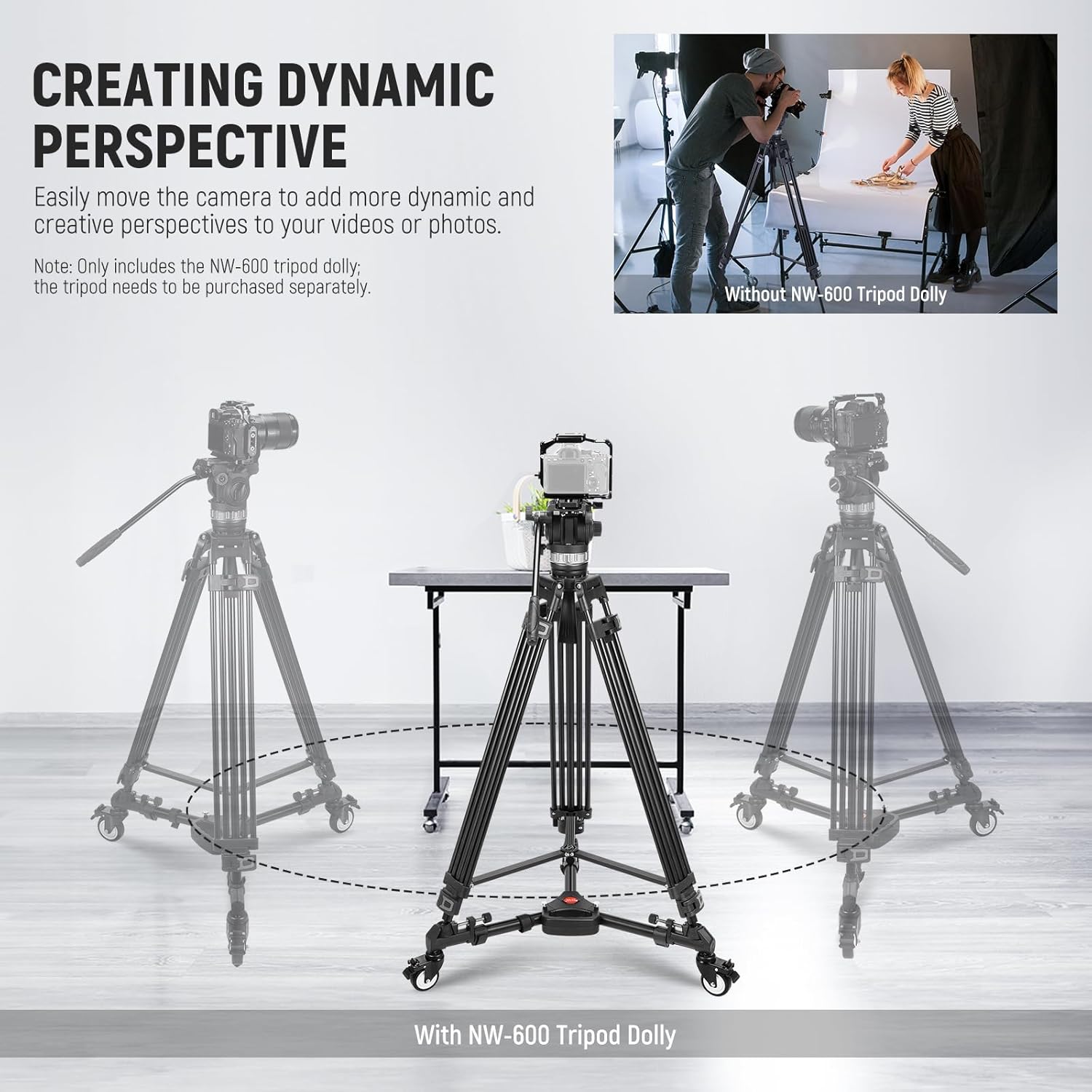 Neewer NW-600 Tripod Dolly - Thumbnail 5