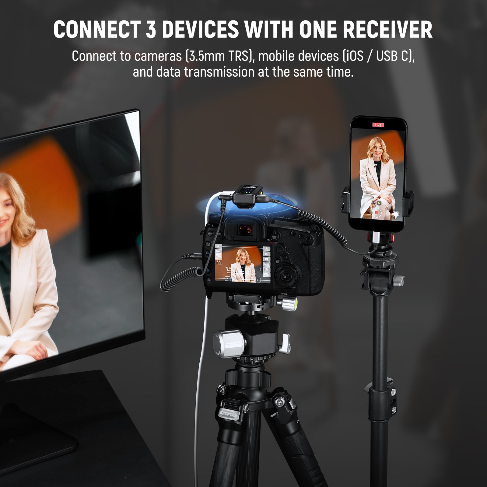 NEEWER CM28 PRO Wireless Lavalier Lapel Microphone System with