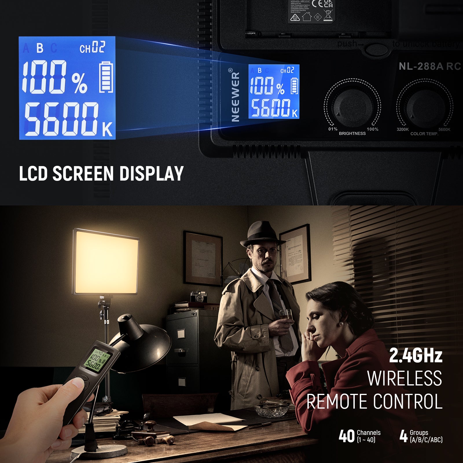 NEEWER 2 Packs NL-288ARC Bi-color LED Panel Light Kit - NEEWER