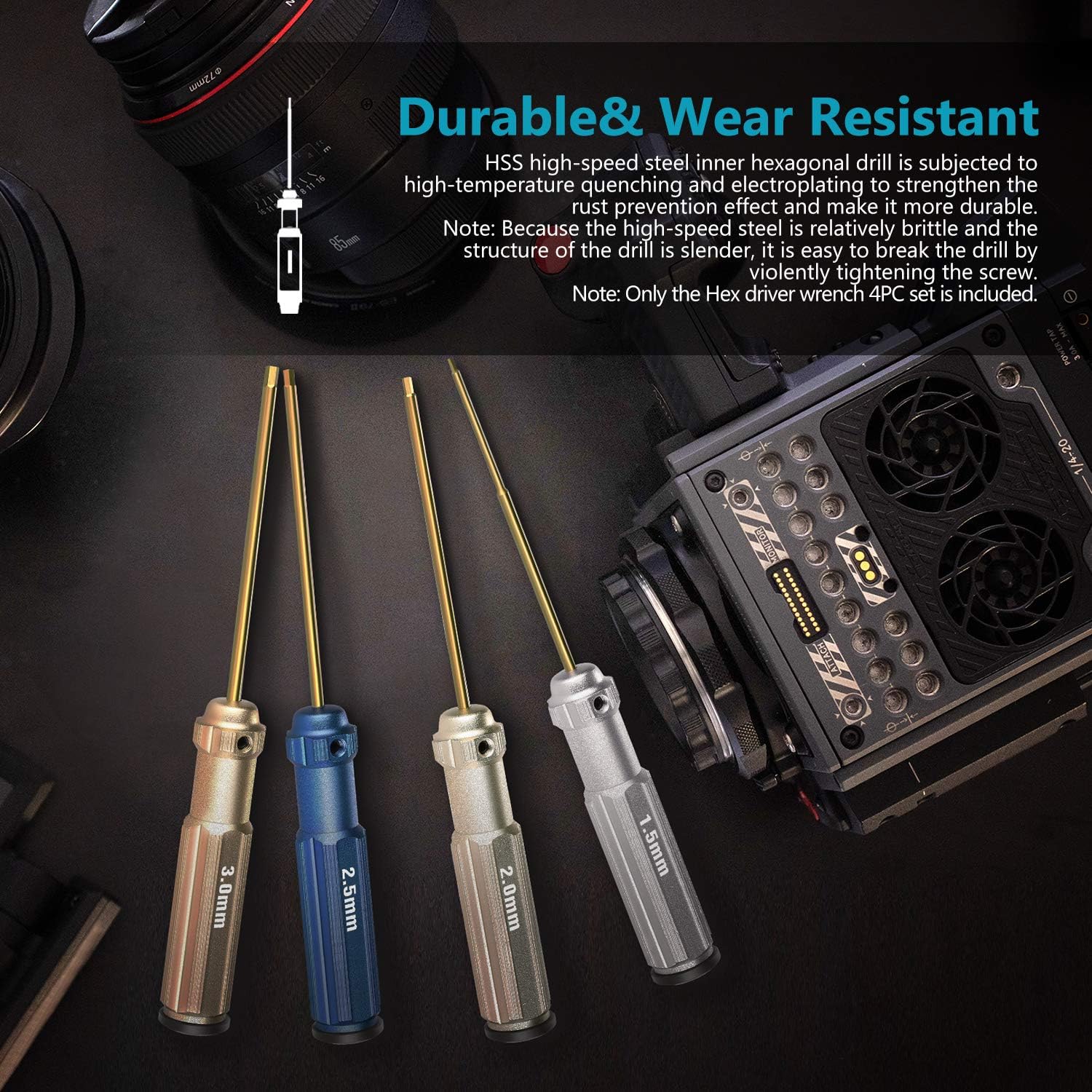 NEEWER 4 Pack Hex Driver Wrench Set(1.5mm/2mm/2.5mm/3.0mm)