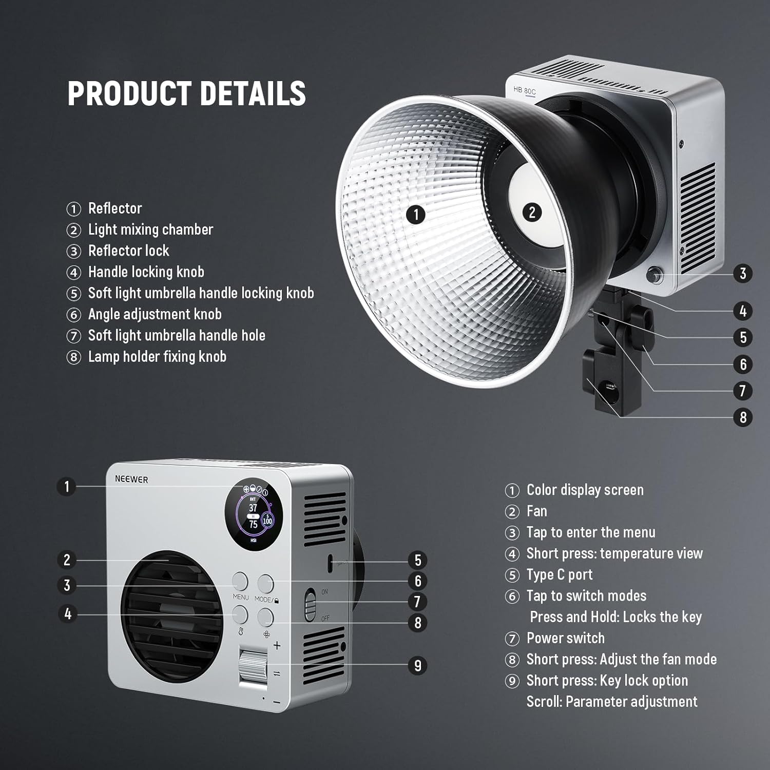 NEEWER HB80C 80W RGBWW Mini COB LED Video Light – NEEWER.CA