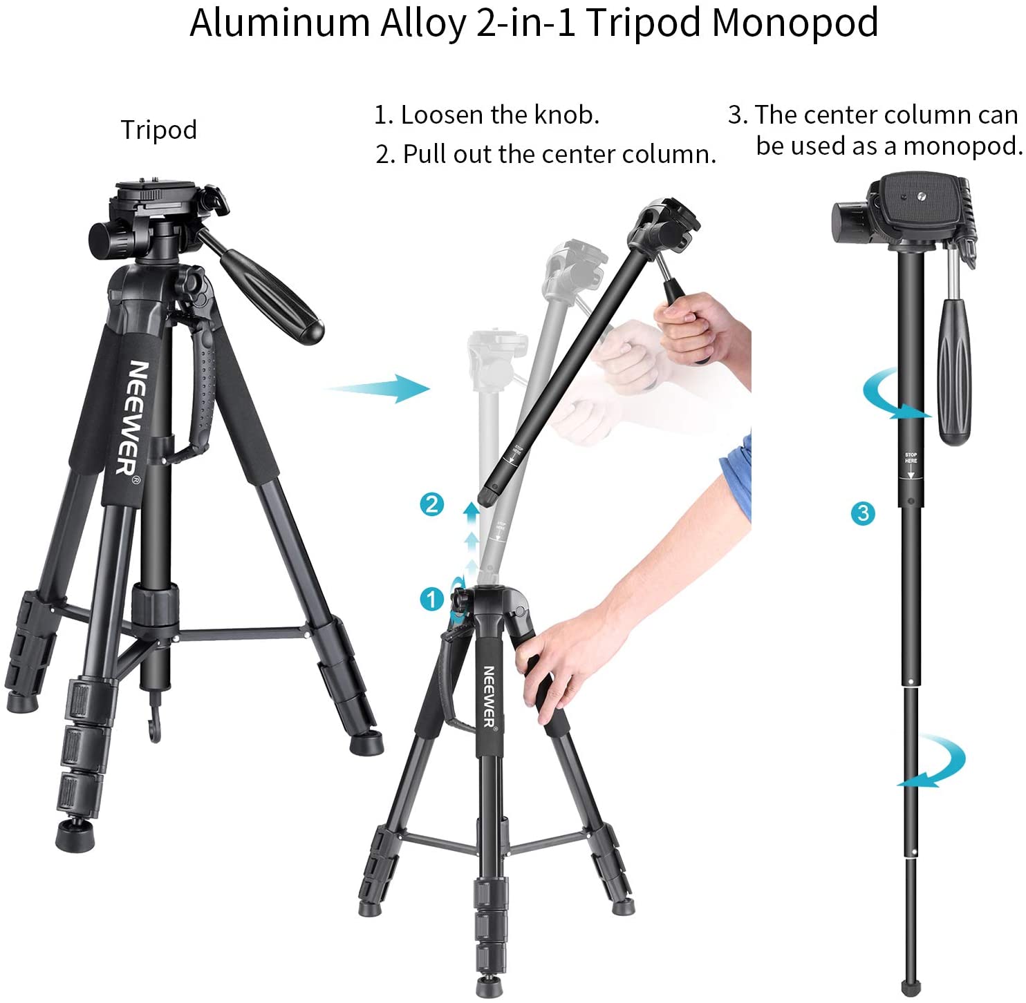 Neewer Portable Aluminum Alloy Camera 2-in-1 Tripod Monopod - neewer.com