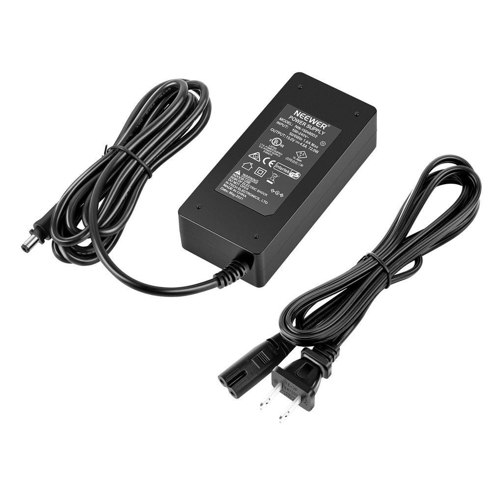 Neewer Photography AC 110V to DC 15V 2.0mm X 5.5mm Power Adapter with Power Cable