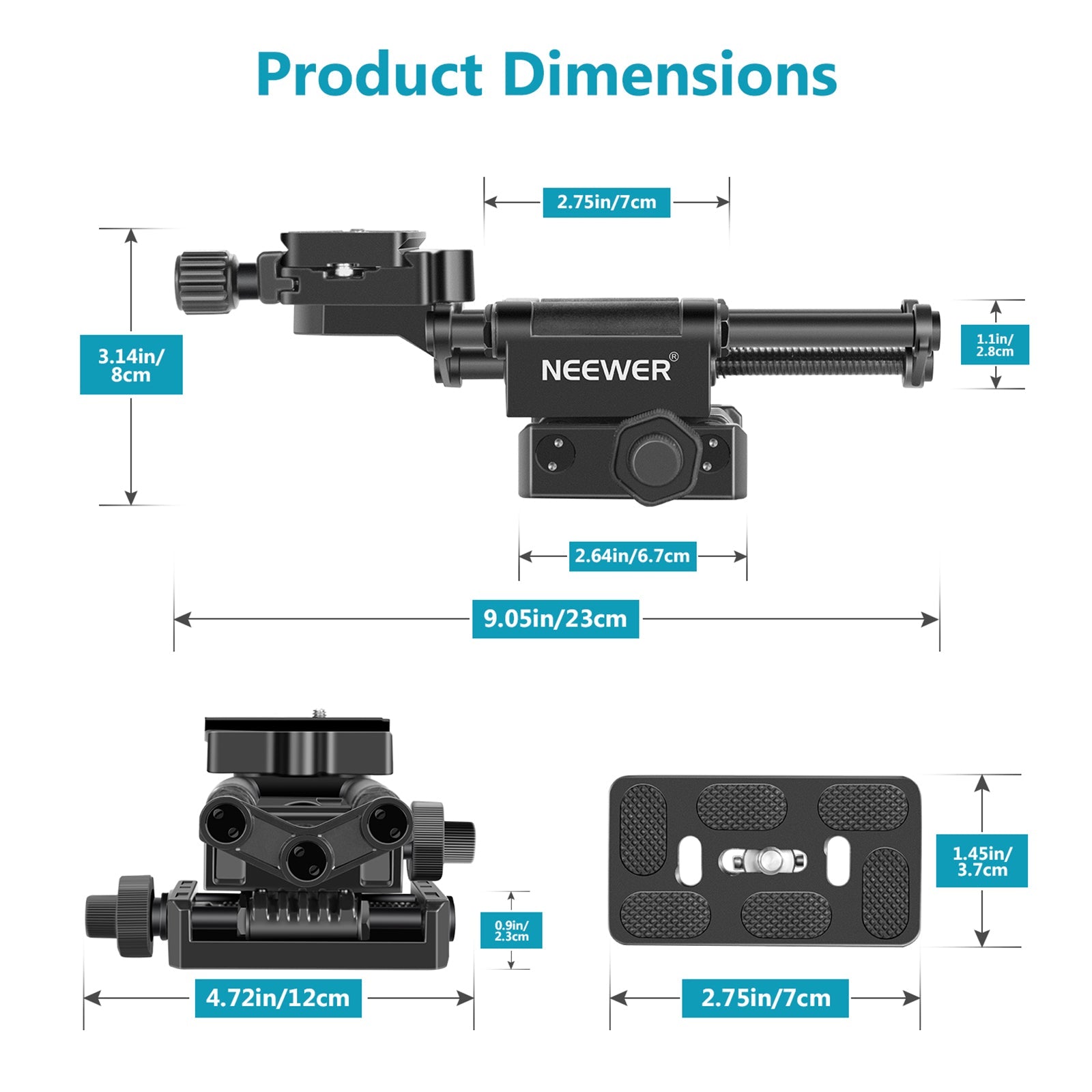 Neewer Upgraded Pro 4-Way Macro Focusing Rail Slider