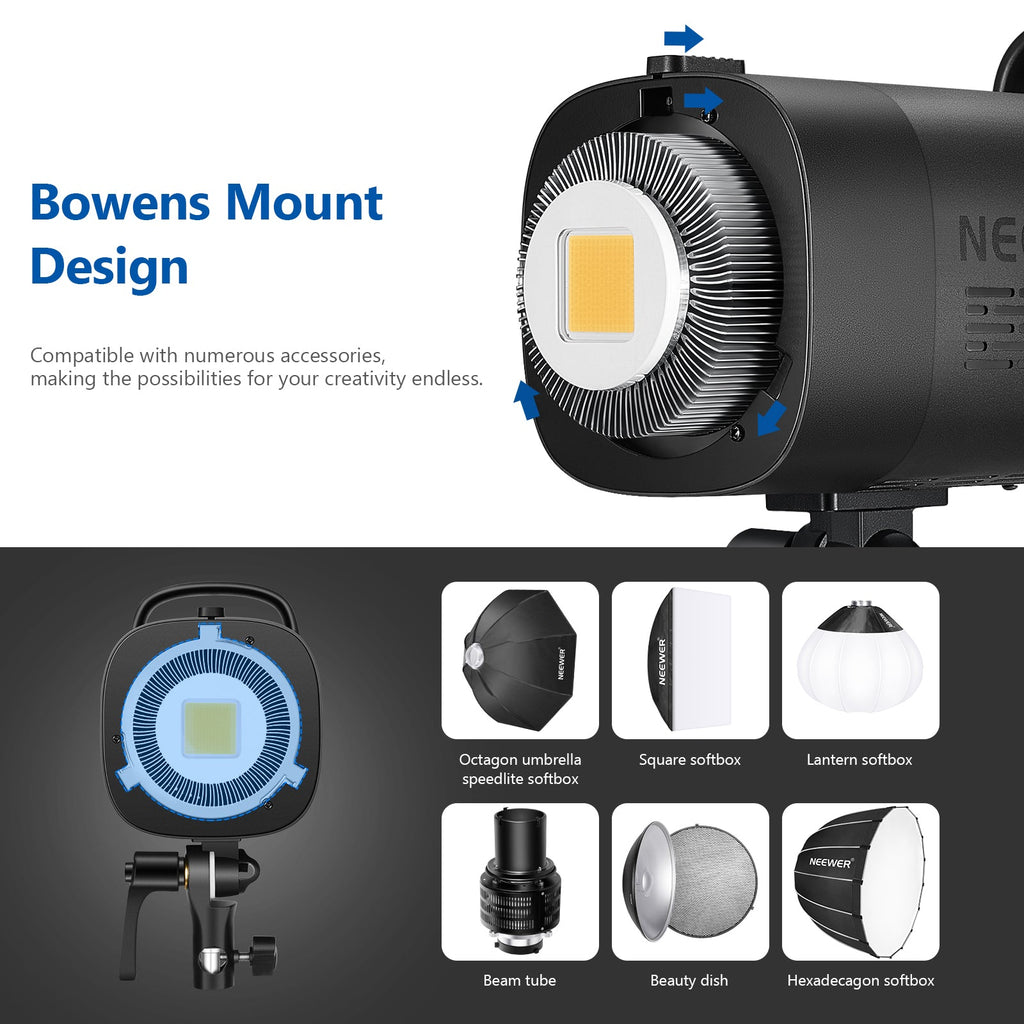 Neewer CB60 60W LED Video Light 5600K Led Continuous Light Kit with Bowens Mount