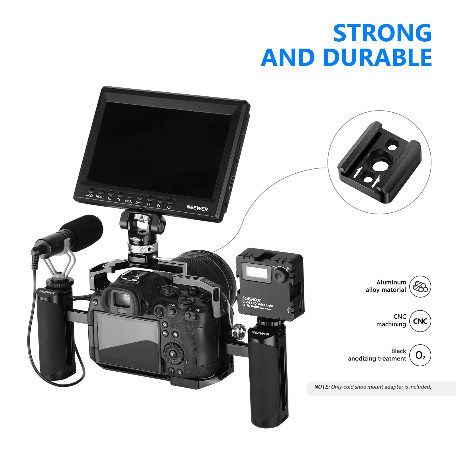 Adattatore Staffa A Scarpa Fredda Con Vite 1/4″ Per Microfono, Luce E Fotocamera – In Lega Di Alluminio Da 12g