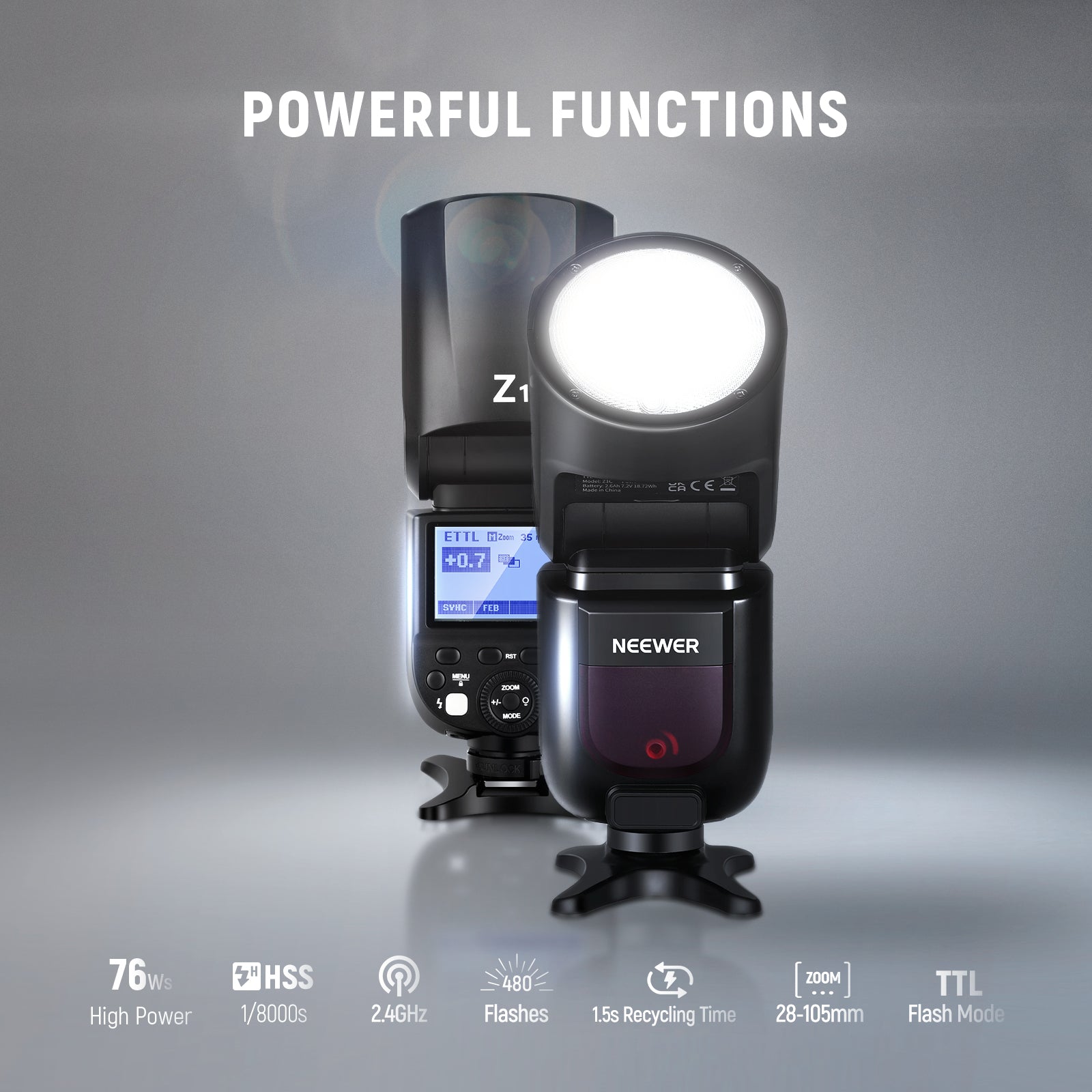 NEEWER Z1-C TTL Round Head Flash Speedlite for Canon