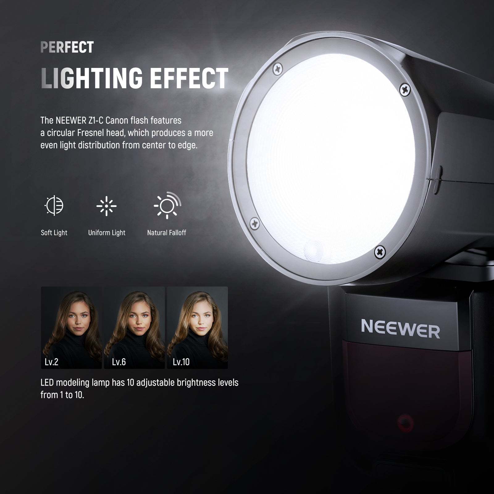 NEEWER Z1-C TTL Round Head Flash Speedlite for Canon