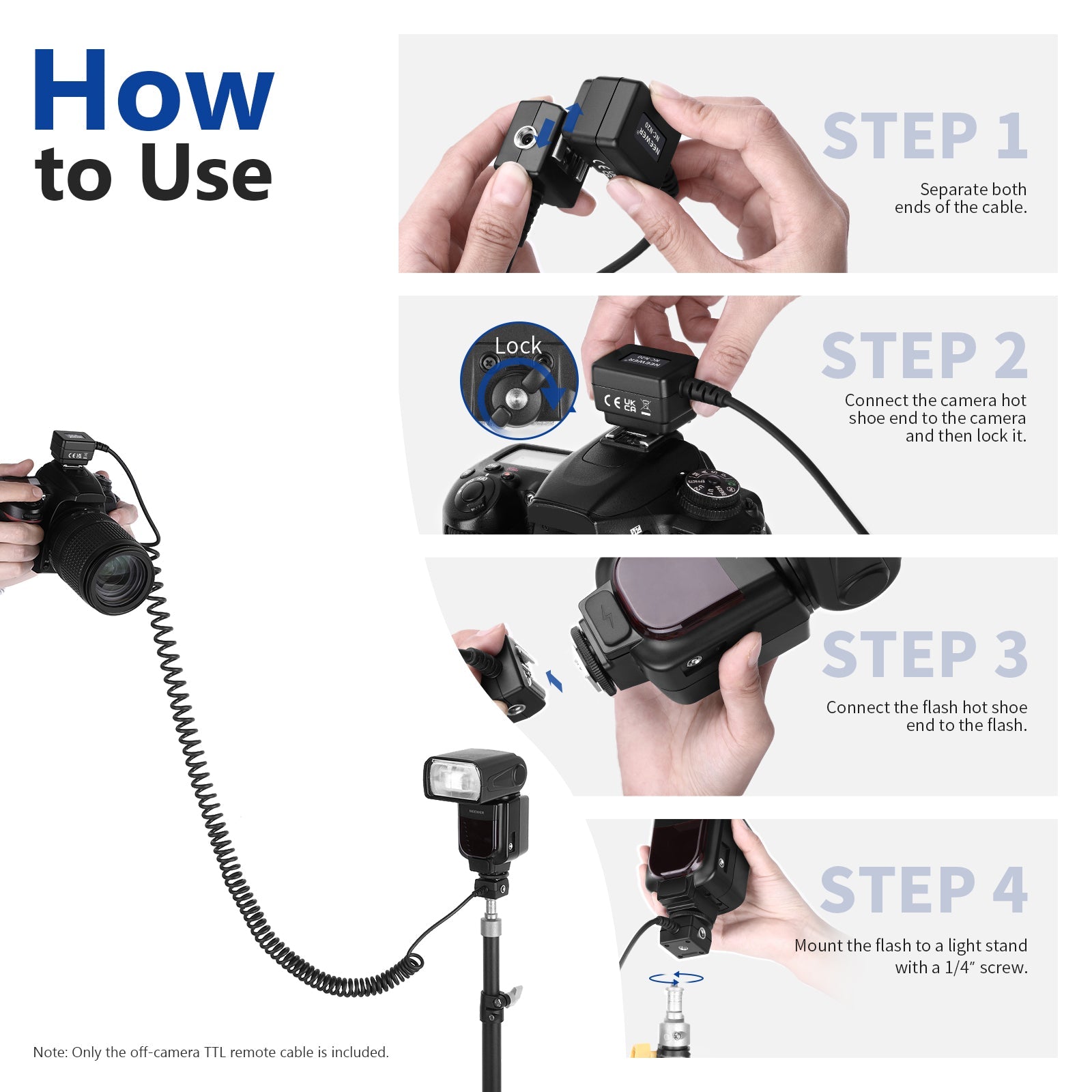 NEEWER 6.6’/2m TTL Off Camera Flash Speedlite Cord