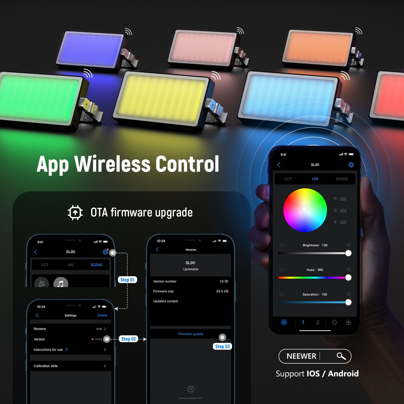 NEEWER SL90 Aluminum Alloy RGB Panel Video Light - NEEWER